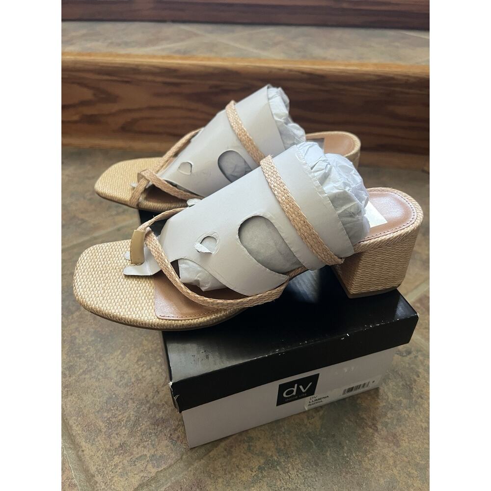 NEW dv dolce vita | lumena strappy slide block-heel sandals | size 8 | raffia - Picture 3 of 8